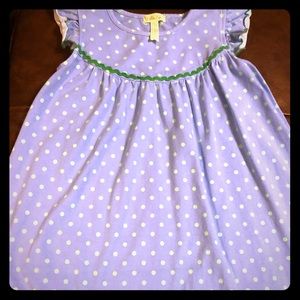 Matilda Jane, periwinkle blue with teal polka dots